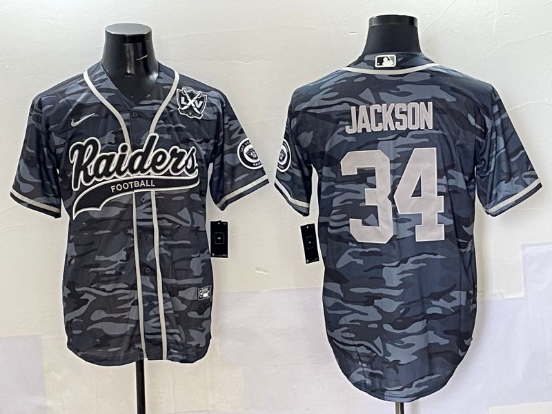 Men 2025 Oakland Raiders #34 Jackson Camo Joint Name Nike Limited NFL Jersey style 6->oakland raiders->NFL Jersey